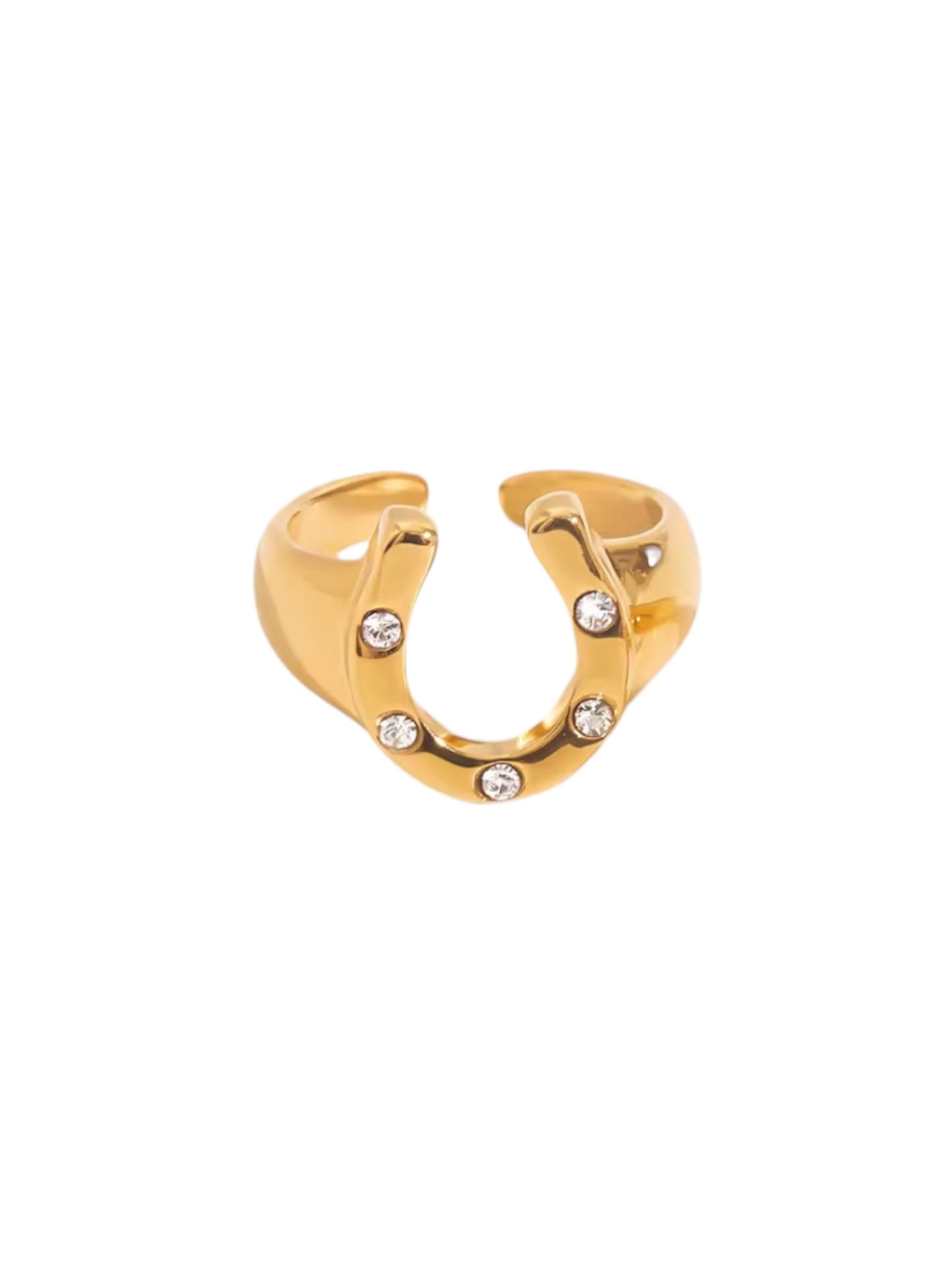 Gold Diamond Horseshoe Ring