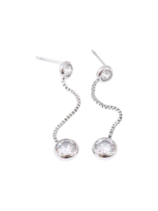 Silver Bevel Chain Earrings