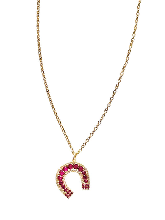 Ruby Horseshoe Necklace