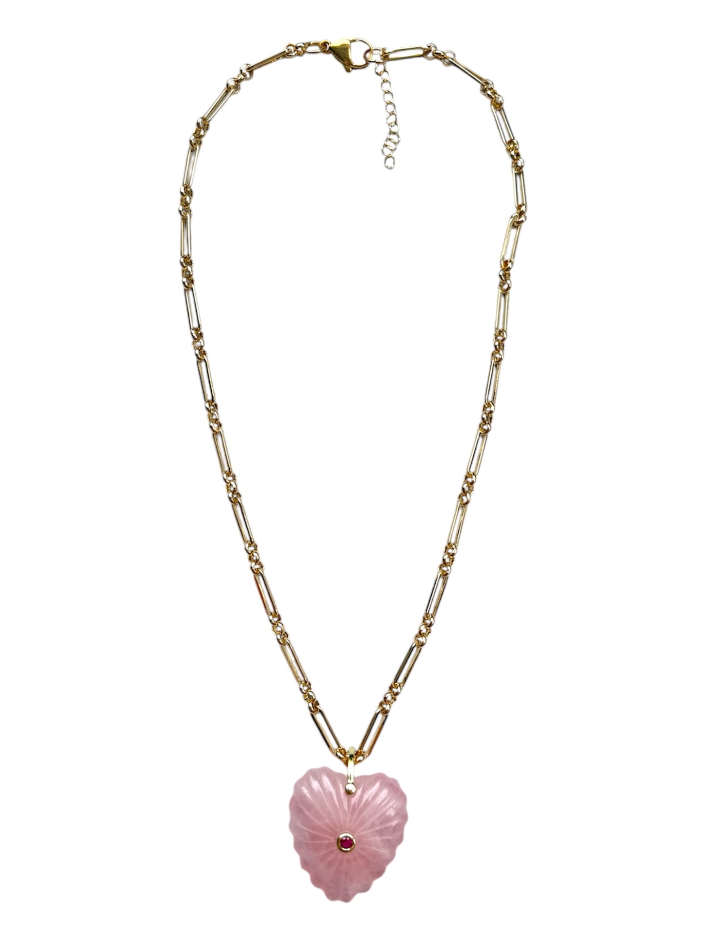 Pink Palm Heart Necklace