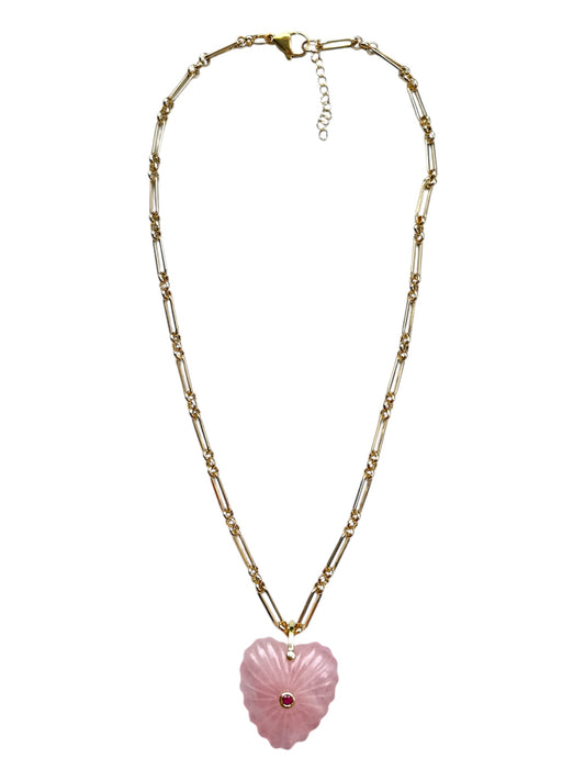 Pink Palm Heart Necklace