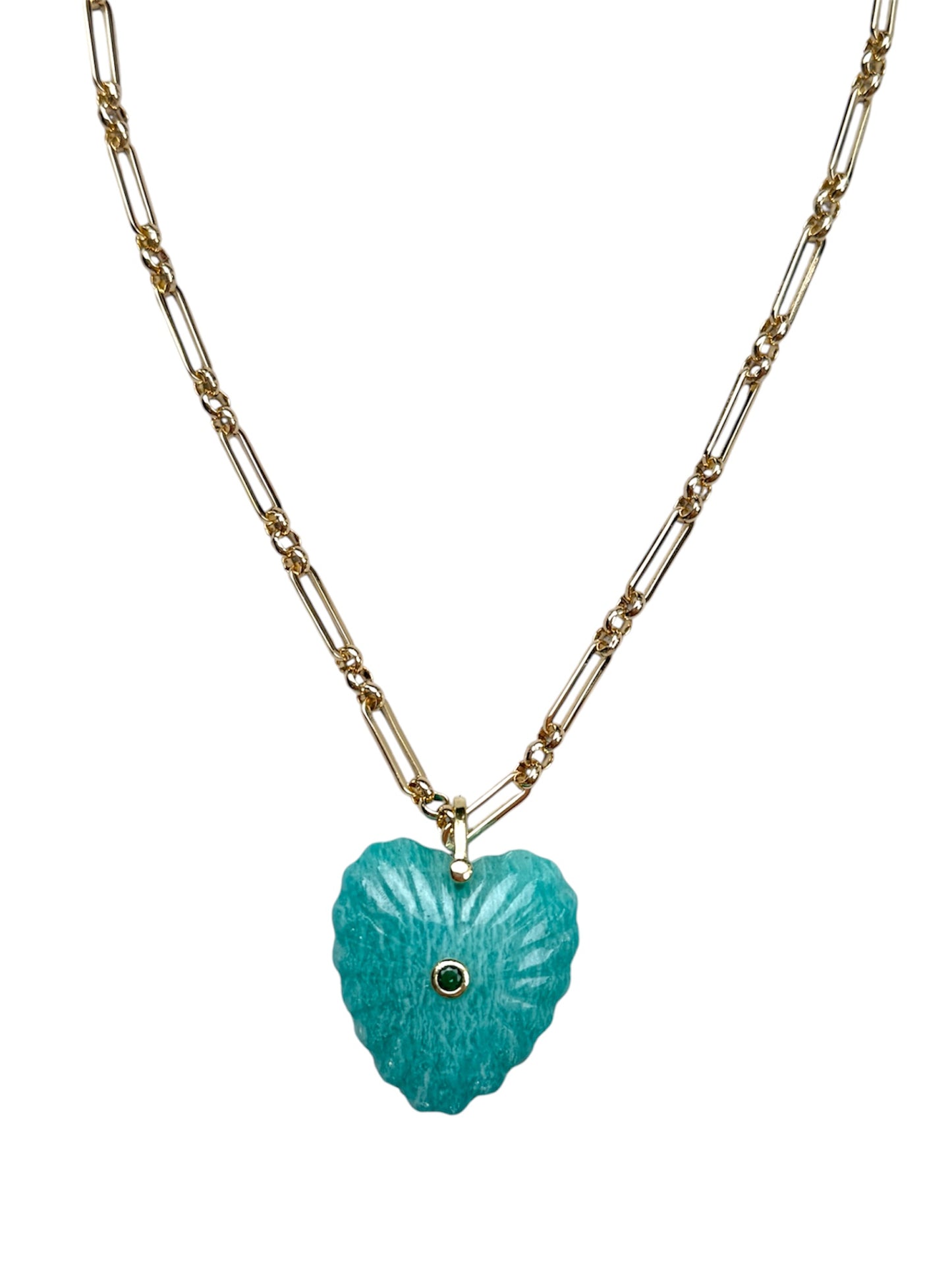 Blue Palm Heart Necklace