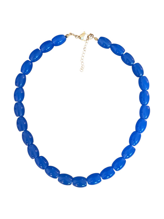 Electric Blue Beaded Necklace