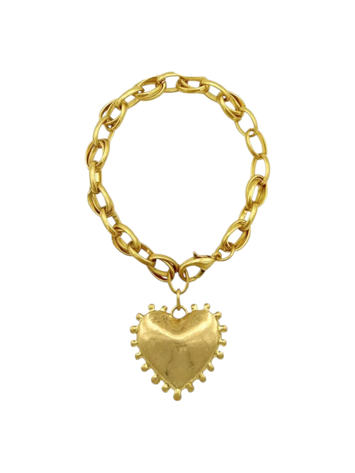 Gold Puffy Heart Charm Bracelet