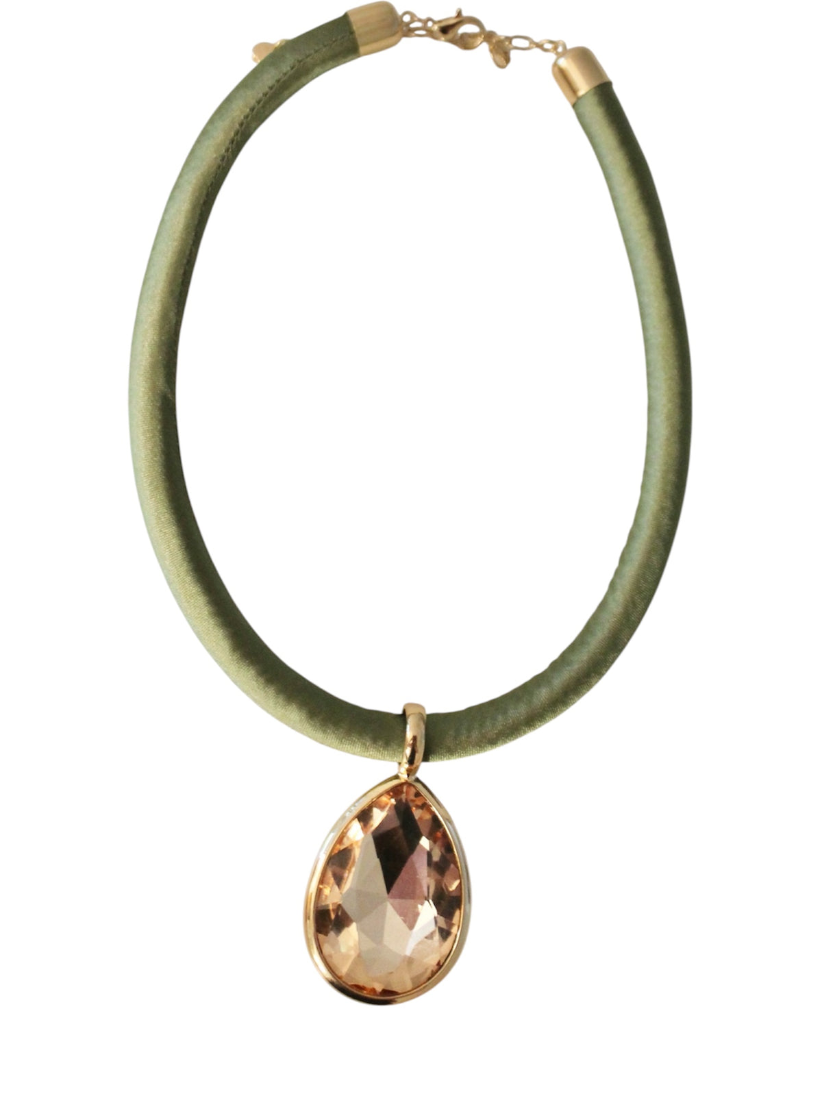 Olive Gemstone Drop Necklace