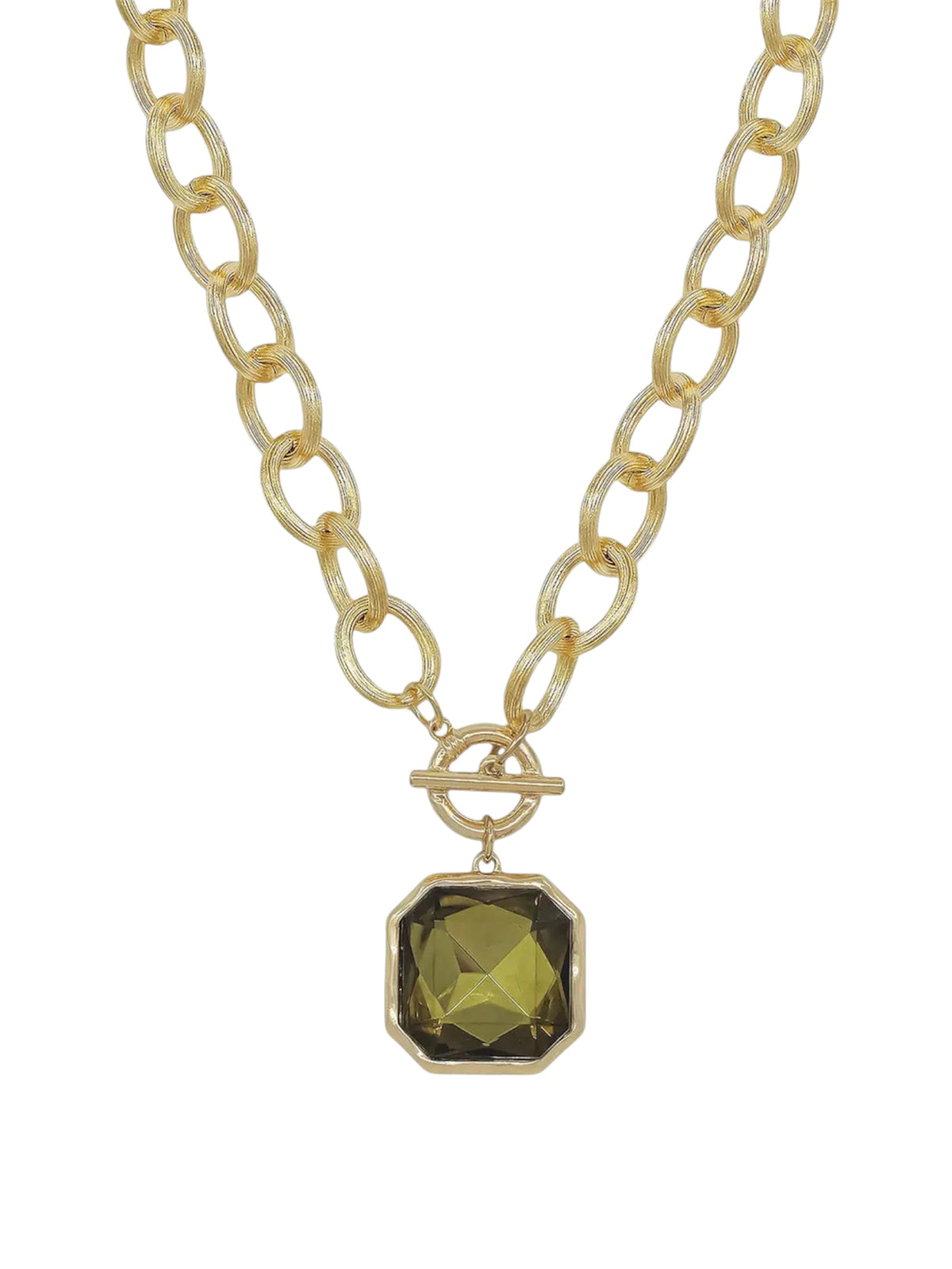The Olive Gemstone Toggle Necklace