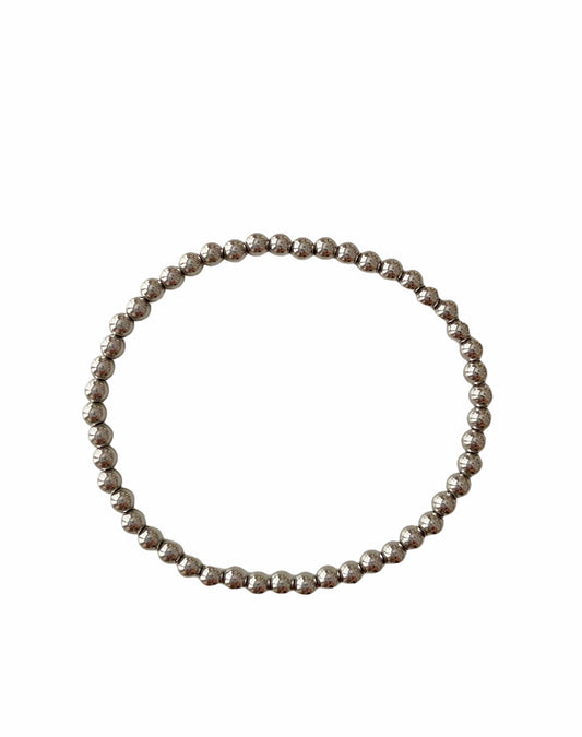 4mm silver beaded bracelet
