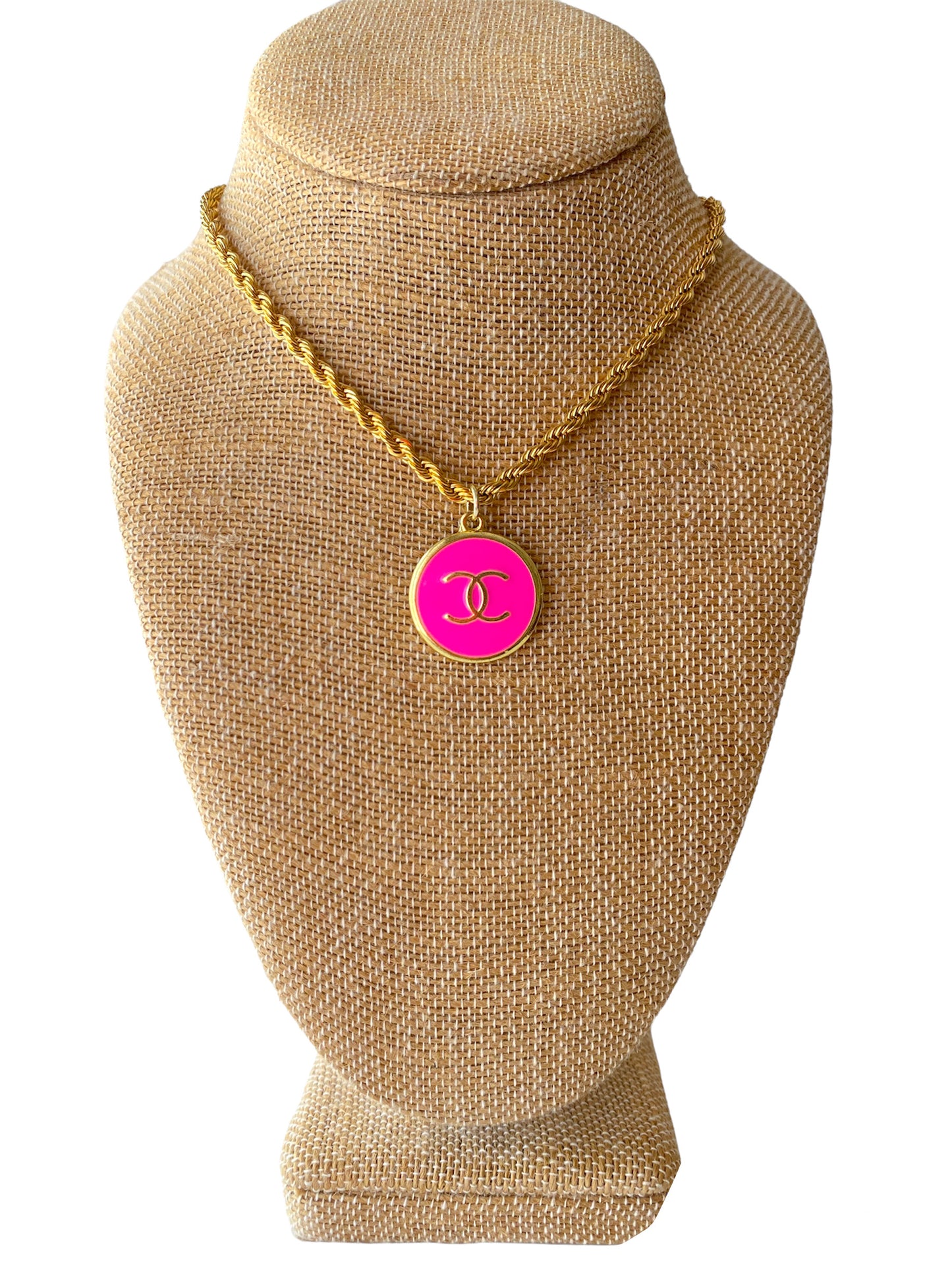 Pink CC Coin Necklace