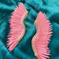 Pink wing earrings