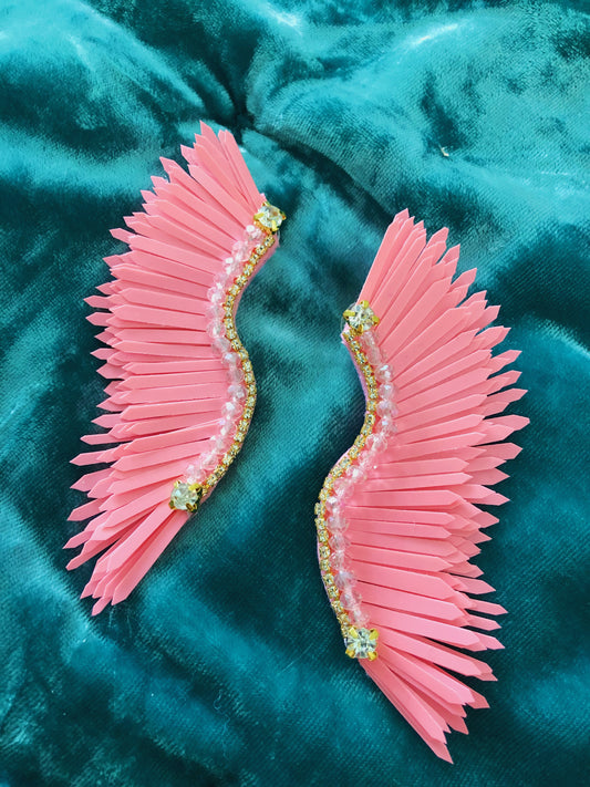 Pink wing earrings