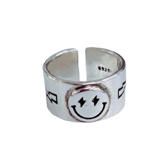 Silver smiley ring