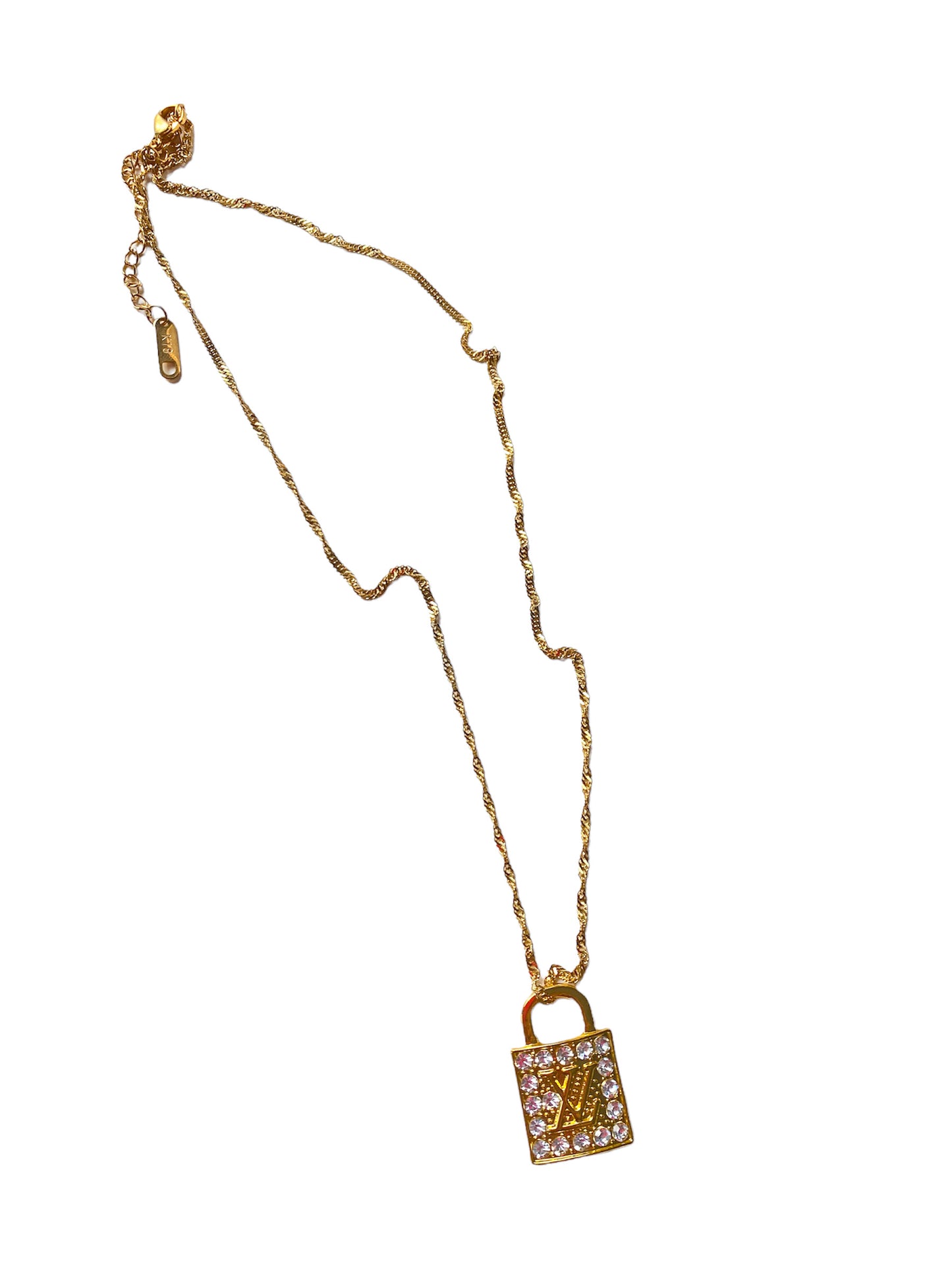 Diamond LV Lock Necklace