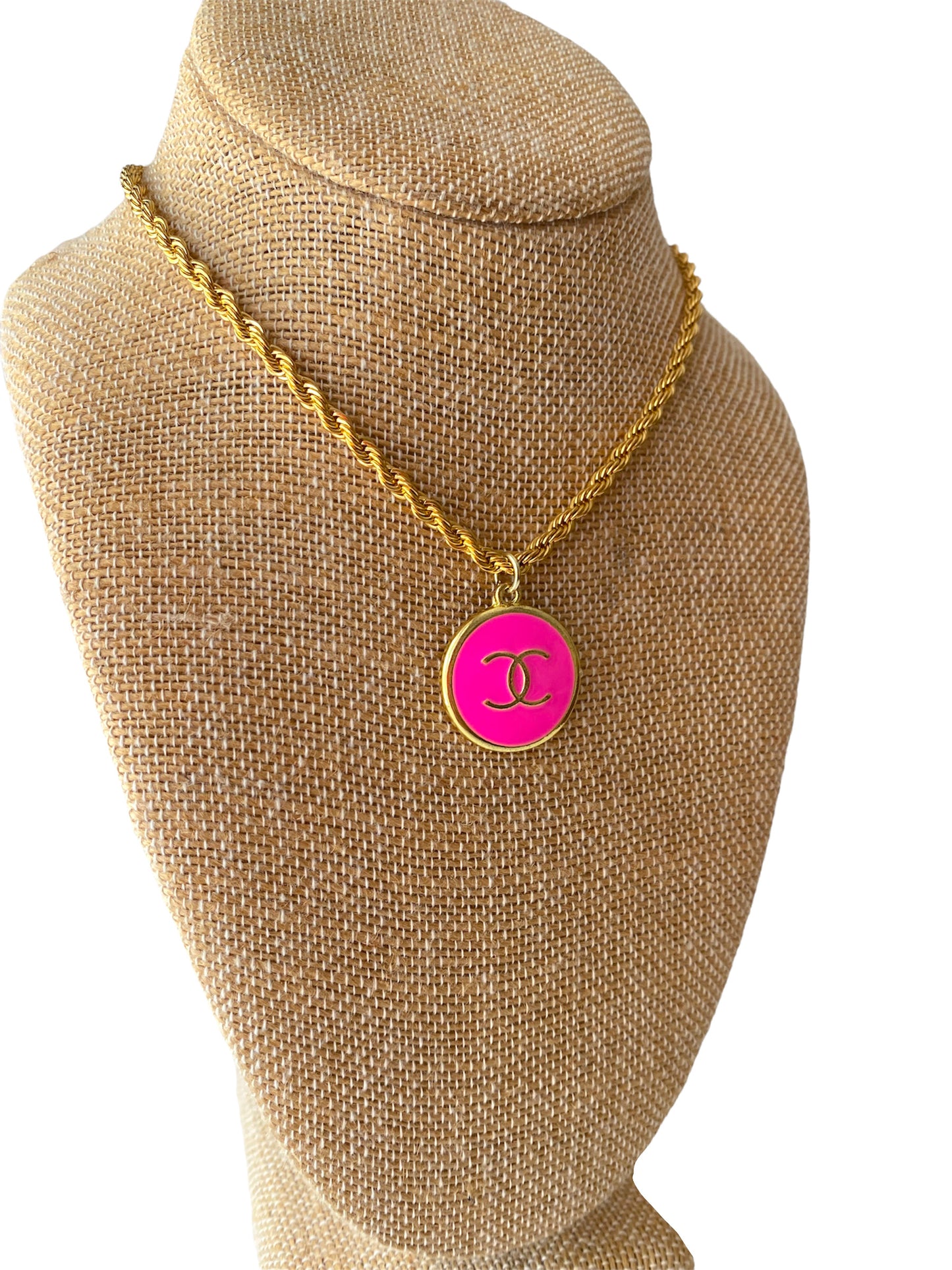 Pink CC Coin Necklace