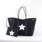 Black neoprene star tote