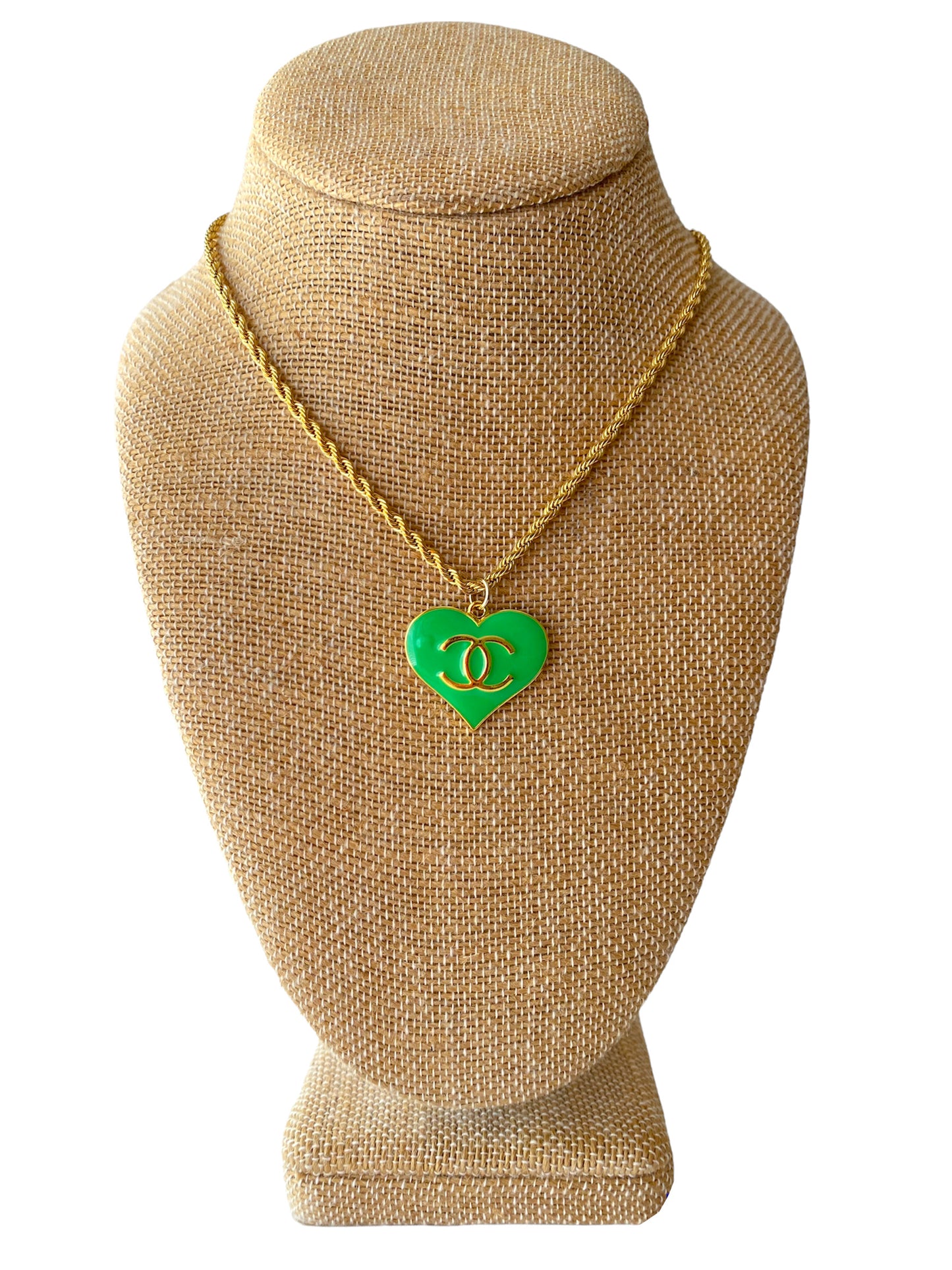 Green CC Heart Necklace