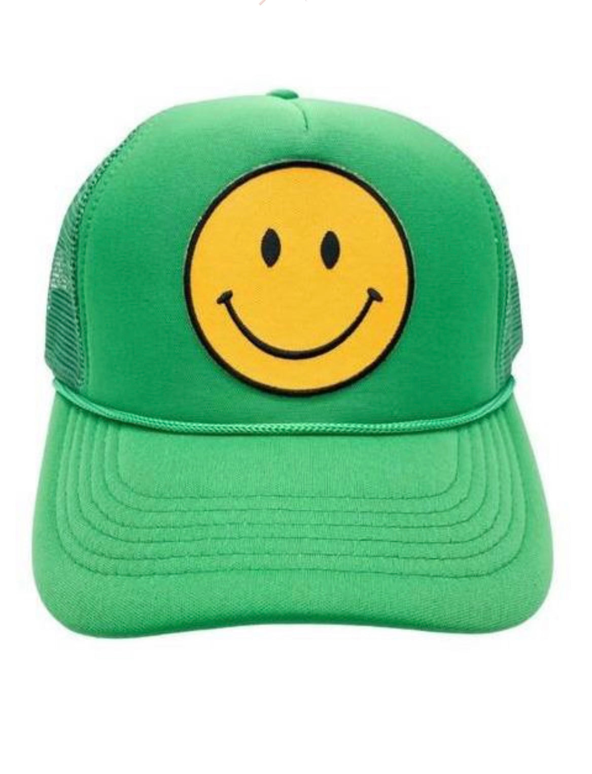 Green smiley trucker hat