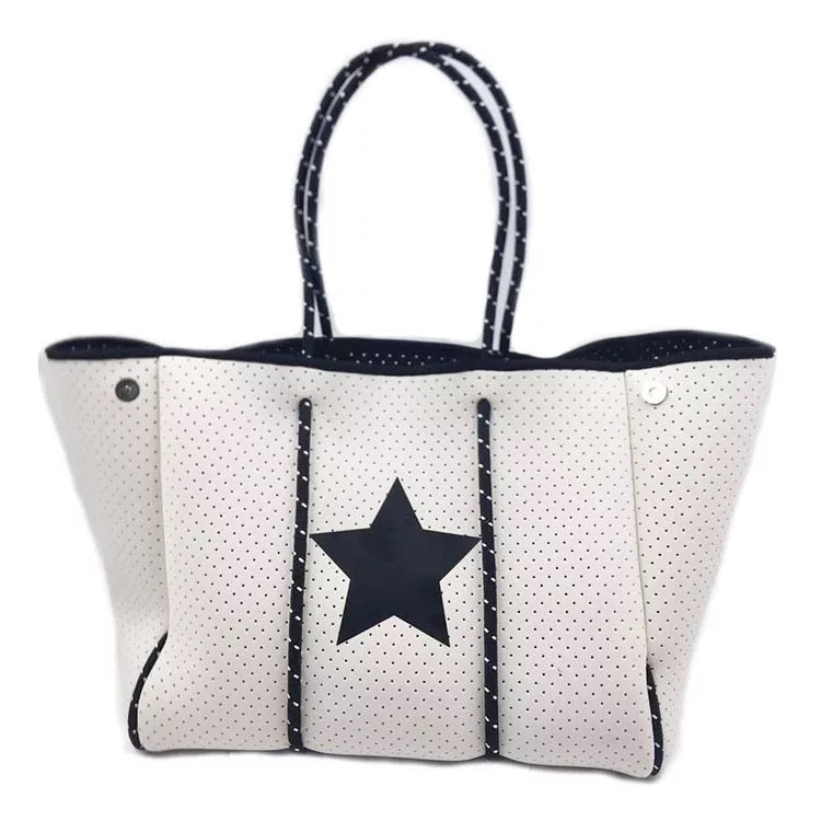 White neoprene star tote