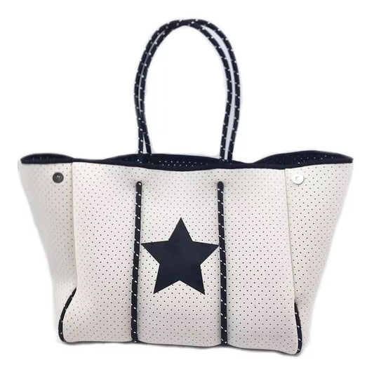 White neoprene star tote