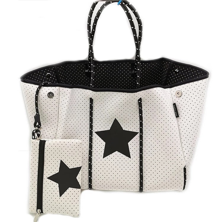 White neoprene star tote
