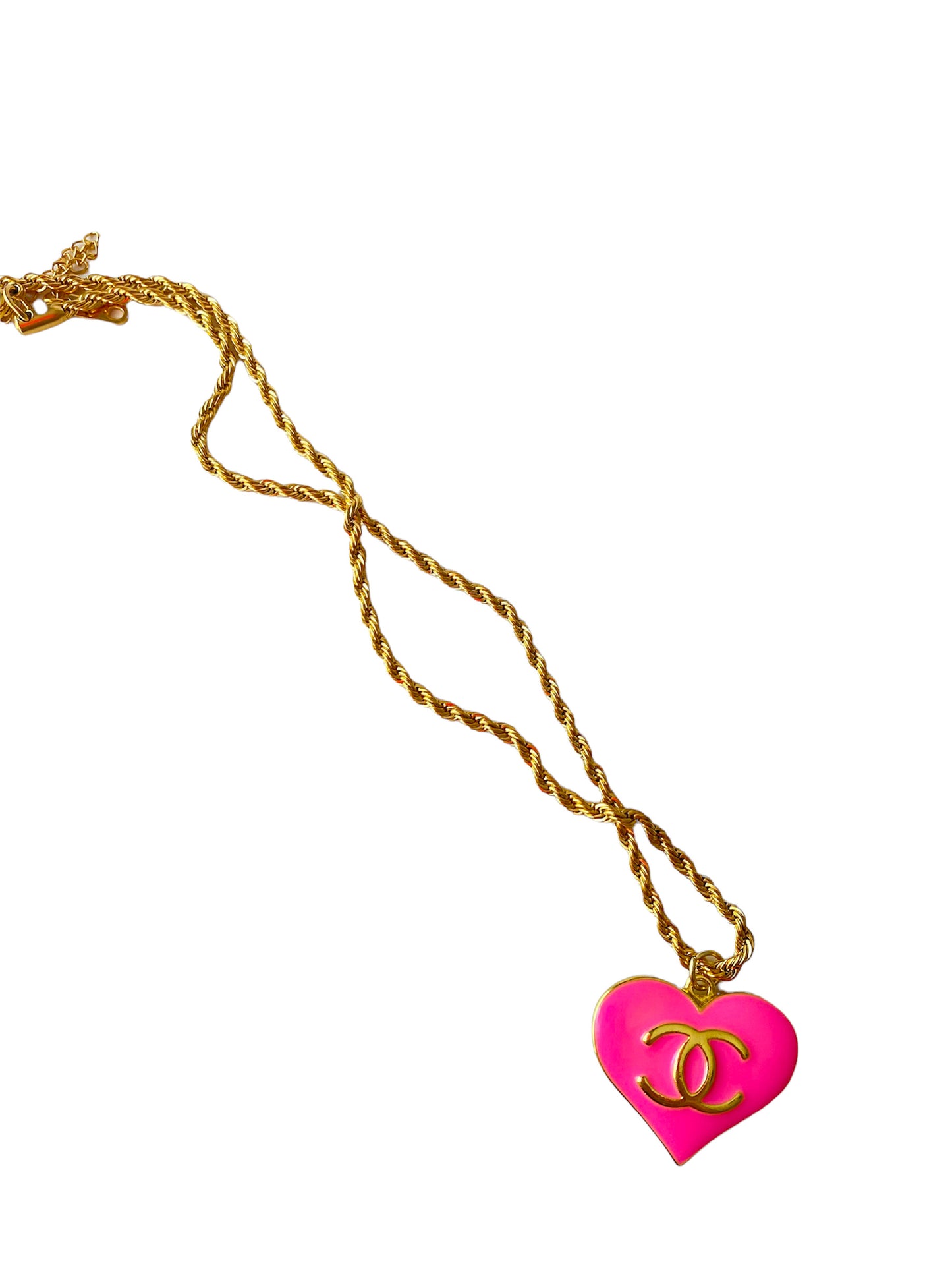 Pink CC Heart Necklace