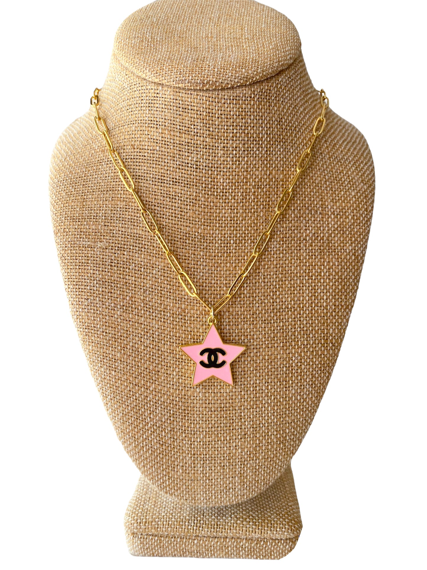 Pink CC Star Necklace