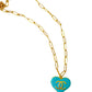 Blue CC Heart Necklace