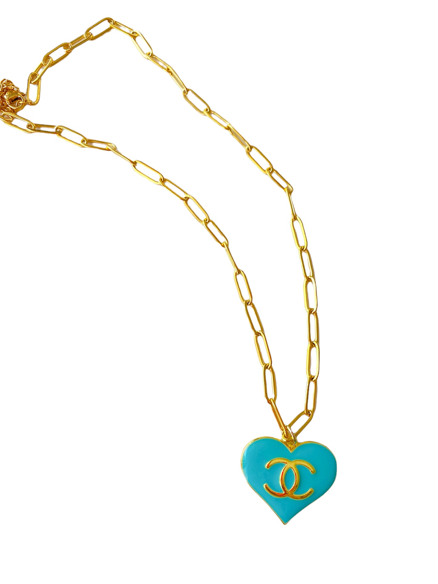 Blue CC Heart Necklace