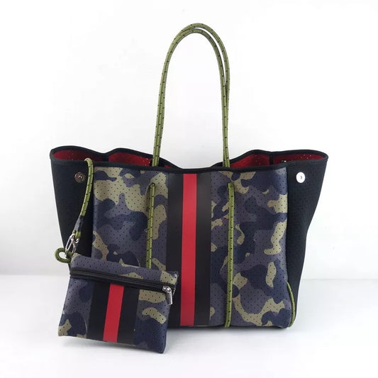 Camo red stripe bag