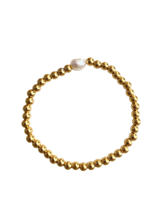 4mm Gold Pearl Bracelet