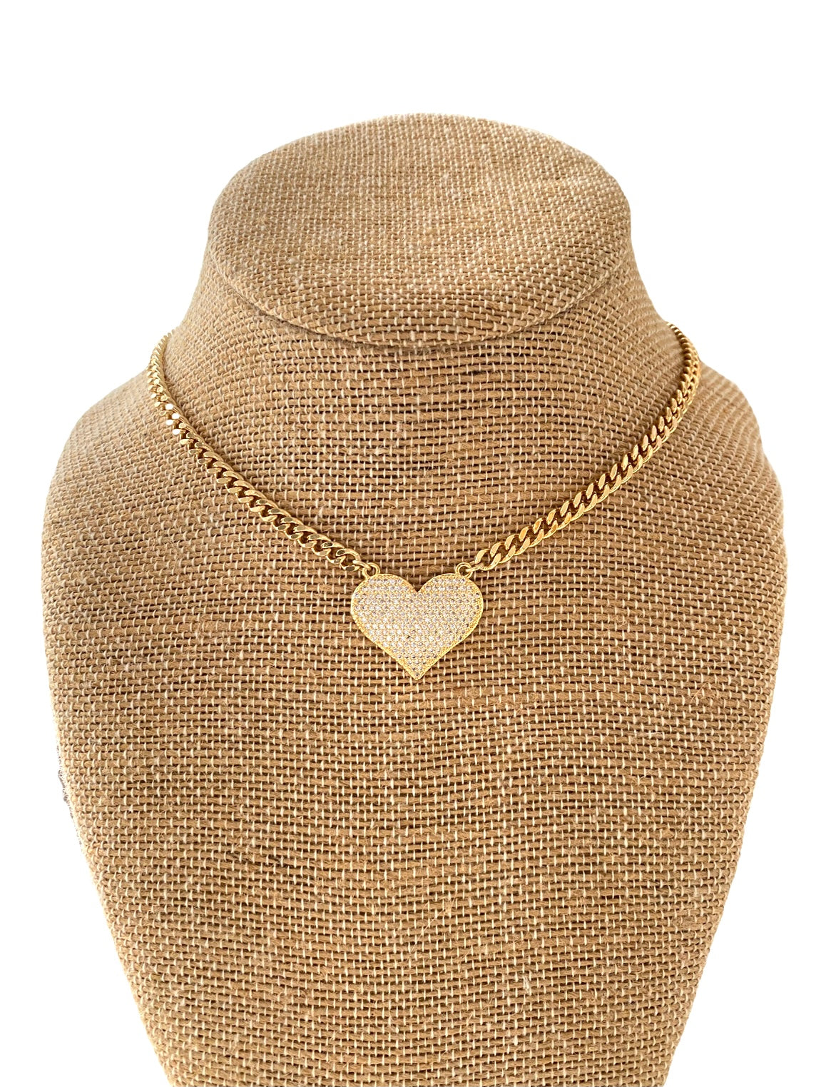 Pave Chain Heart