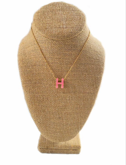 Pink H necklace